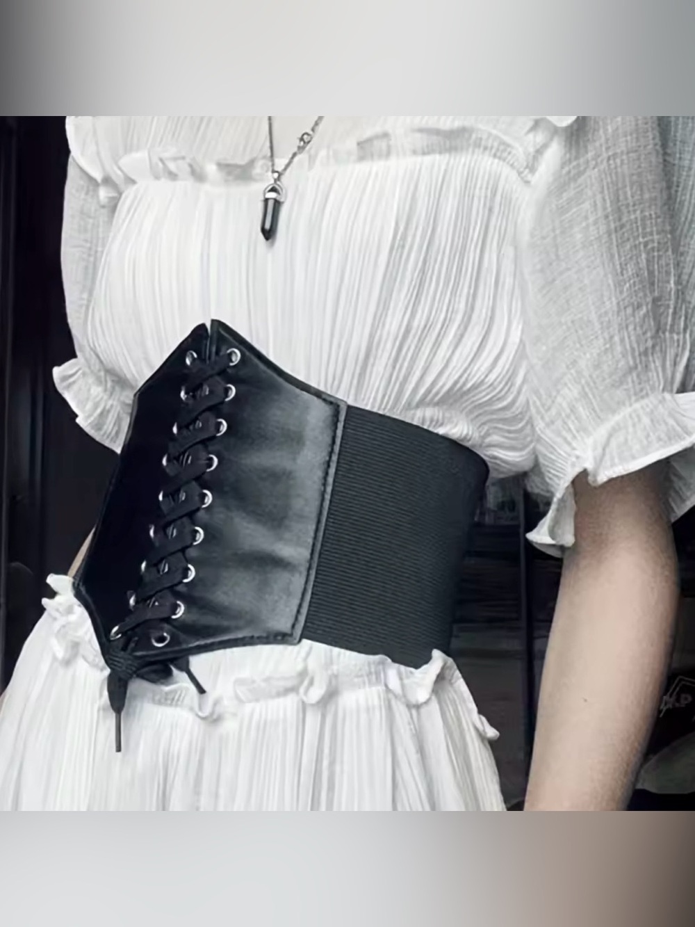 New Faux leather black lace up corset - Picture 6 of 15